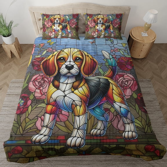 Lotusprinthandmade Beagle Dog 3D Bedding Set (Made in Vietnam) (104x88), Durable And High-Quality Animal-Themed Bedding