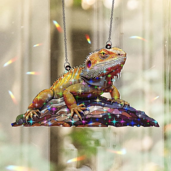 Lotusprinthandmade Bearded Dragon Animal Custom Shape Star Hologram Ornament 8 in