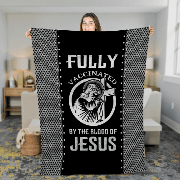Lotusprinthandmade Beautiful Jesus Cross Fleece Blanket 2 Sizes (Made in US) (60"x50"), Faith-Inspired Blanket, Cozy Christian-Themed Throw