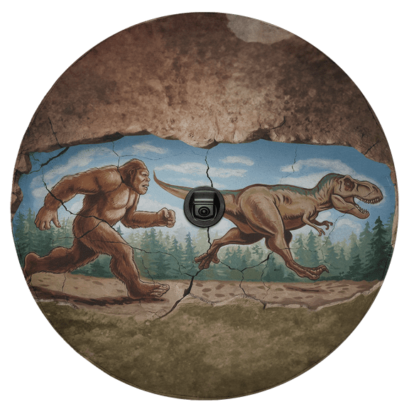 Lotusprinthandmade Bigfoot And Dinosaur Spare Tire Cover With Backup Camera Hole 6 Sizes (30 in.)