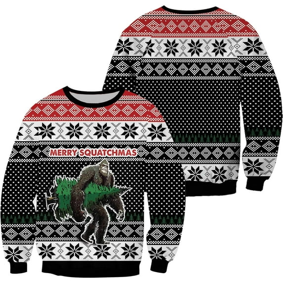Lotusprinthandmade Bigfoot Christmas Vibe Camping Sweater (Midweight) S-5XL Multicolor (3XL)