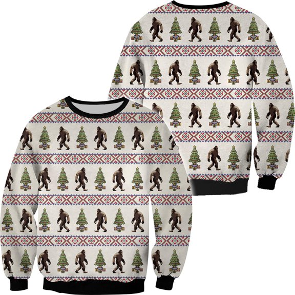 Lotusprinthandmade Bigfoot Christmas Vibe Camping Sweater (Midweight) S-5XL Multicolor (3XL)