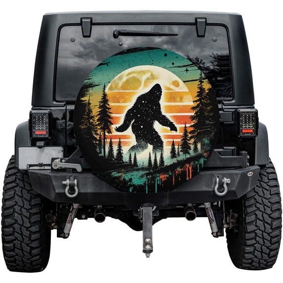 Lotusprinthandmade Bigfoot Lovers Forest Themed Spare Tire Cover Without Backup Camera Hole