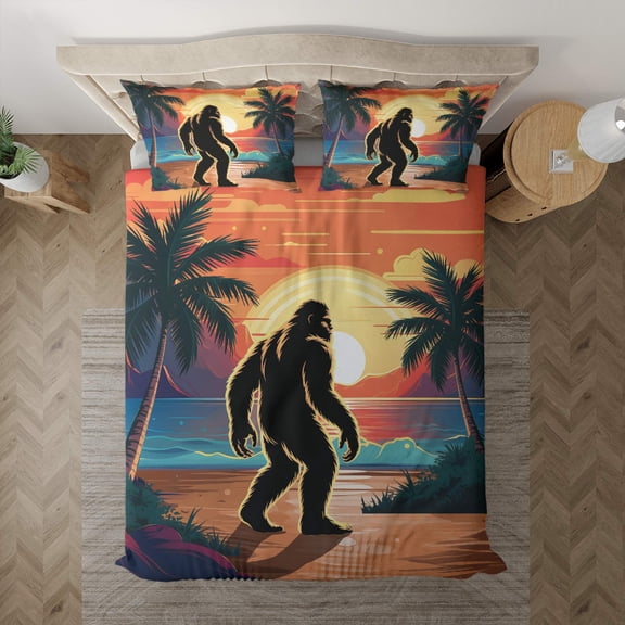 Lotusprinthandmade Bigfoot On Beach Bedding Set (Made in Vietnam) (88x88), Durable And High-Quality Bedding