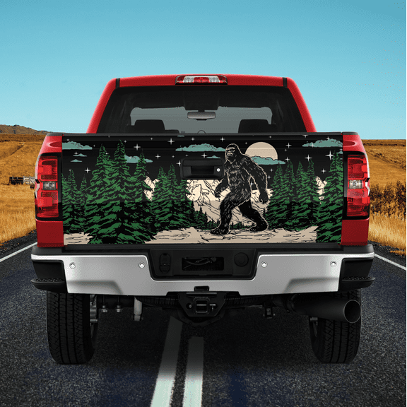 Lotusprinthandmade Bigfoot Tailgate Wrap 2 Sizes (24"x58"), bigfoot truck tailgate vinyl, bigfoot tailgate graphic decal