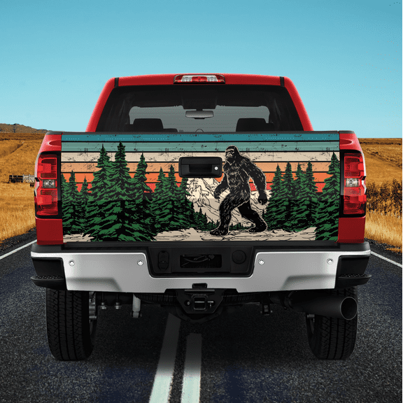 Lotusprinthandmade Bigfoot Tailgate Wrap 2 Sizes (24"x58"), bigfoot truck tailgate vinyl, bigfoot tailgate graphic decal