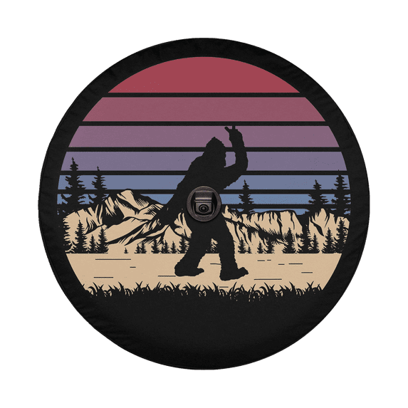 Lotusprinthandmade Bigfoot Vintage Spare Tire Cover With Backup Camera Hole 6 Sizes (28 in.)