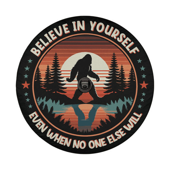 Lotusprinthandmade Bigfoot Vintage Spare Tire Cover With Backup Camera Hole 6 Sizes (32 in.)