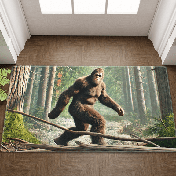 Lotusprinthandmade Bigfoot Walking Woods Doormat 6 Sizes (15x25")