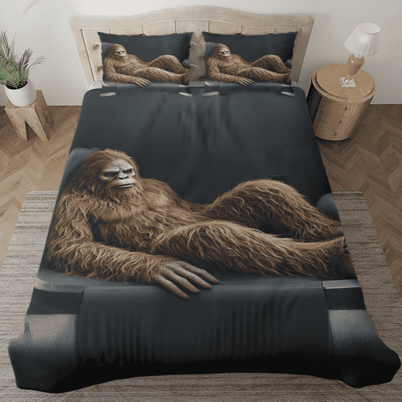 Lotusprinthandmade Bigfoot in Forest Bedding Set