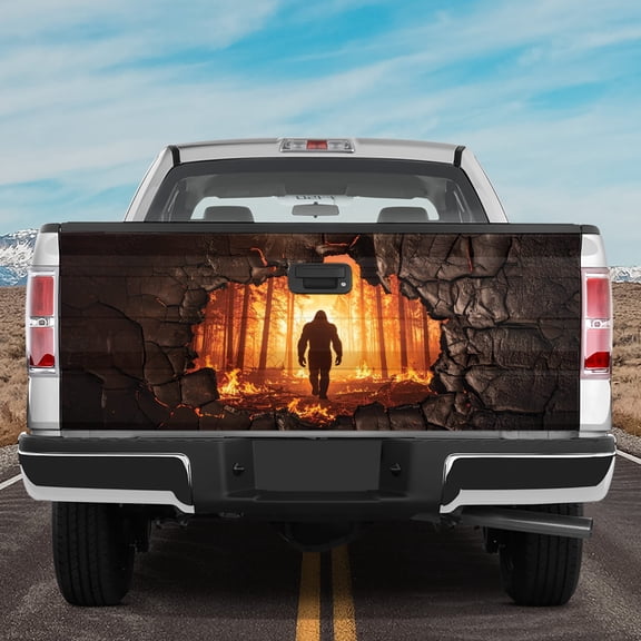 Lotusprinthandmade Bigfoot in Forest Tailgate Wrap
