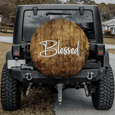 Lotusprinthandmade Blessed Spare Tire Cover Without Backup Camera Hole 6 Sizes (27 in.), Faith-Themed Tire Cover, Inspirational Quote Tire Cover