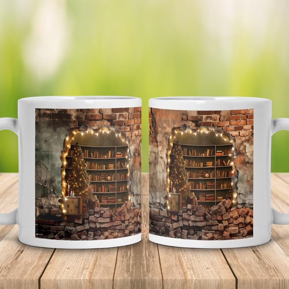 Lotusprinthandmade Book Lovers White Ceramic Mug (15 oz) (Made In US), Book Mug, Book Coffee Mug