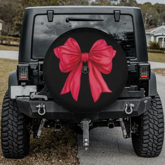 Lotusprinthandmade Bow Coquette Spare Tire Cover With Backup Camera Hole 6 Sizes (35 in.)