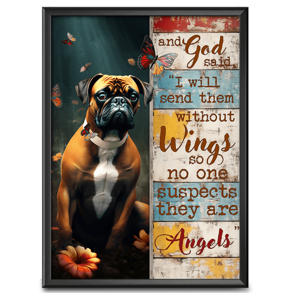 Lotusprinthandmade Boxer Dog Lover God Said I Will Send Them Without Wings Canvas 1.5in 18" x 12"