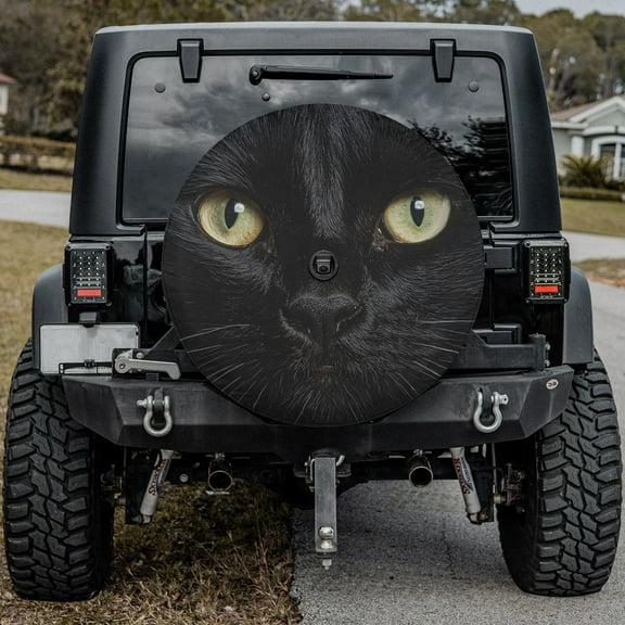 Lotusprinthandmade Cat In The Dark Spare Tire Cover With Backup Camera Hole 6 Sizes (27 in.)