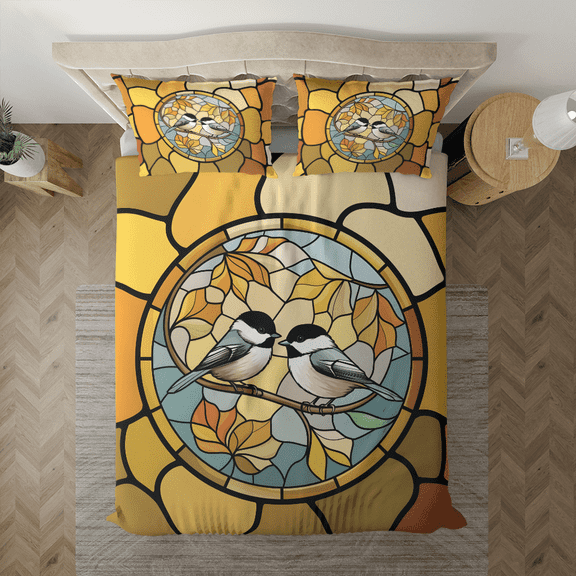 Lotusprinthandmade Chickadees Couple 3D Bedding Set