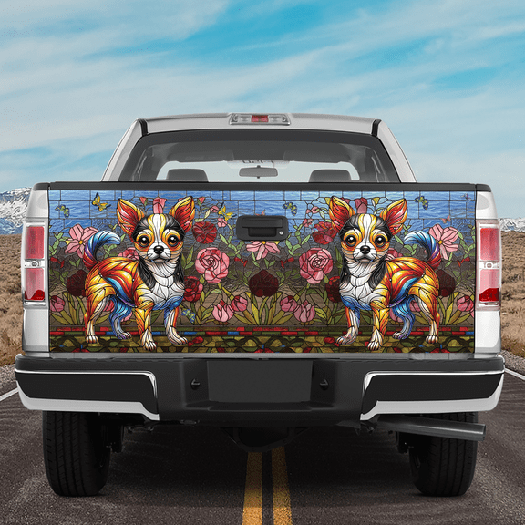 Lotusprinthandmade Chihuahua Dog 3D Tailgate Wrap 2 Sizes (24"x58"), Animal Graphic Tailgate Wrap