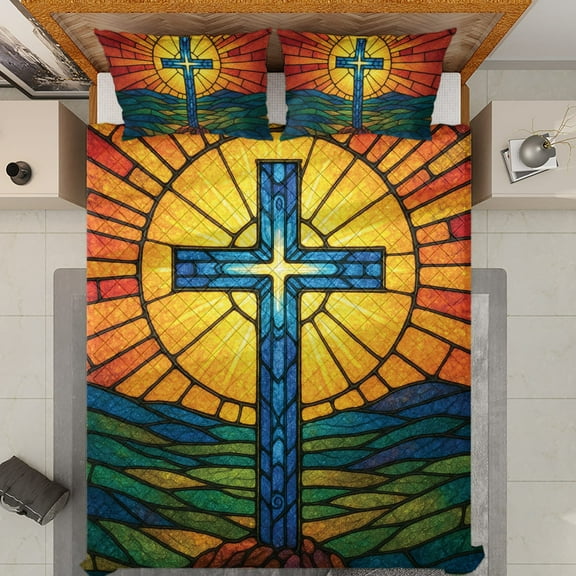 Lotusprinthandmade Christian Faith-Based God Quilt Bedding Set (White Binding) 5 Sizes (Made in Vietnam) (55x60), Soft And Warm Quilt