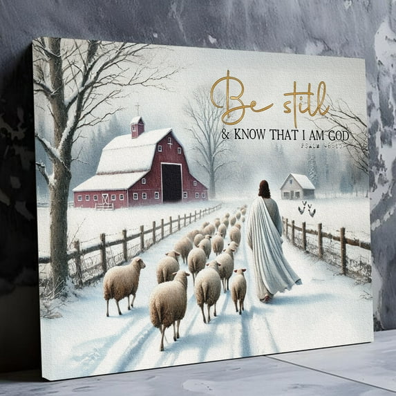 Lotusprinthandmade Christian Gifts Jesus and The Lamb Canvas 1.5in 12" x 8"