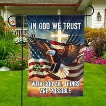 Lotusprinthandmade Christian God Eagle America 100% Polyester Garden Flag 12x18 inches, religious-themed outdoor flag