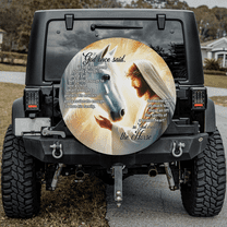 Lotusprinthandmade Christian God Jesus And The Horse Spare Tire Cover Without Backup Camera Hole 6 Sizes (27 in.)
