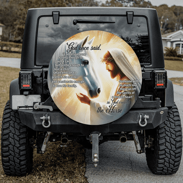 Lotusprinthandmade Christian God Jesus And The Horse Spare Tire Cover Without Backup Camera Hole 6 Sizes (27 in.)