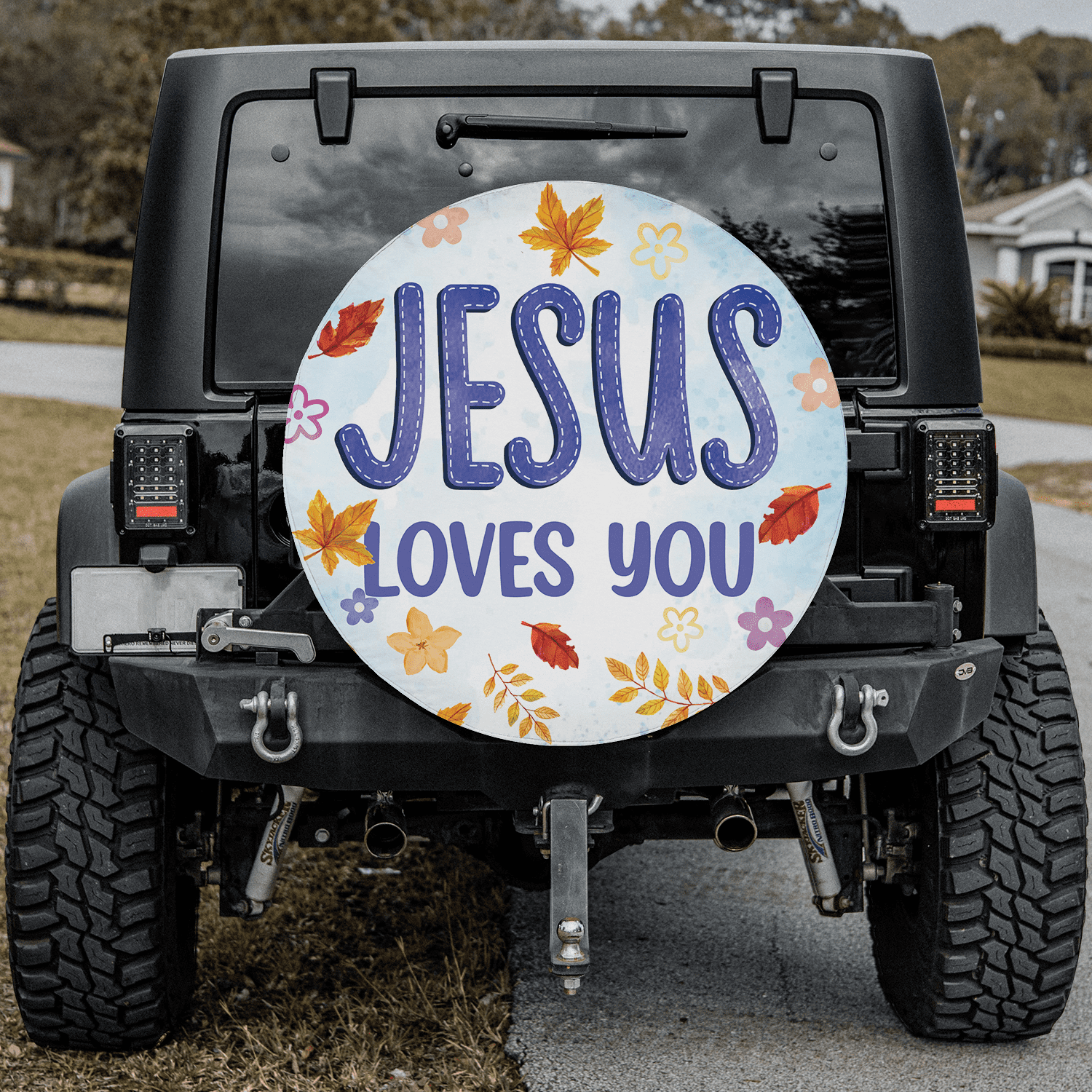 Lotusprinthandmade Christian Jesus Loves You Spare Tire Cover Without