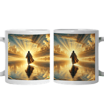 Lotusprinthandmade Christian Jesus Walking on Water White Ceramic Mug (11oz) (Made In US), Faith-based Coffee Mug, Christian-themed Drinkware