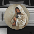 thumbnail image 1 of Lotusprinthandmade Christian Jesus With Lamb Spare Tire Cover With Backup Camera Hole 6 Sizes (34 in. V2) – Durable Car Tire Protector, 1 of 5