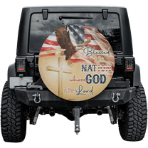 Lotusprinthandmade Christian Patriotic God Cross Eagle America Spare Tire Cover Without Backup Camera Hole 6 Sizes (27 in.)