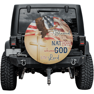 Lotusprinthandmade Christian Patriotic God Cross Eagle America Spare Tire Cover Without Backup Camera Hole 6 Sizes (27 in.)