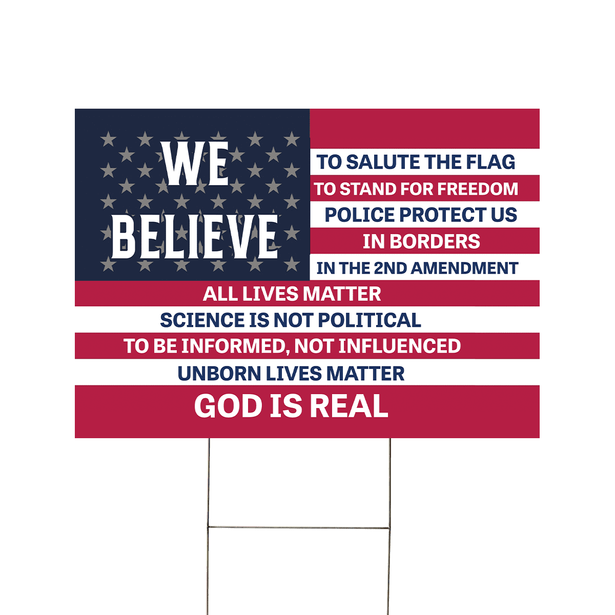 Lotusprinthandmade Christian We Believe To Salute The Flag Yard Sign 2 Sizes (24x18 inches)