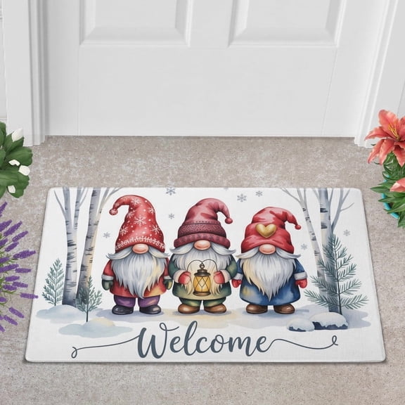 Lotusprinthandmade Christmas Gnome In The Snow Doormat 6 Sizes (15" x 25") – Christmas Decor Mat