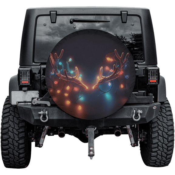 Lotusprinthandmade Christmas Lights Reindeer Spare Tire Cover Without Backup Camera Hole 35 in