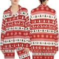 thumbnail image 1 of Lotusprinthandmade Christmas Print All-over Print Satin Pajamas Set (No Pocket) (XL), christmas pajamas women, holiday satin sleepwear, 1 of 7