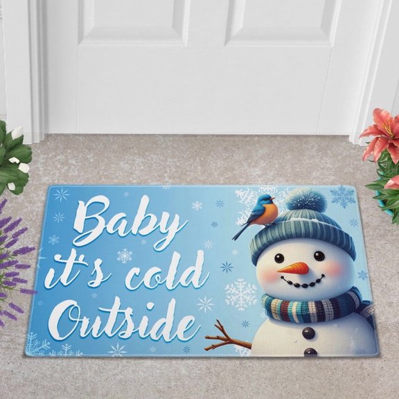 Lotusprinthandmade Christmas Snowman Art Doormat, 15 x 25 in