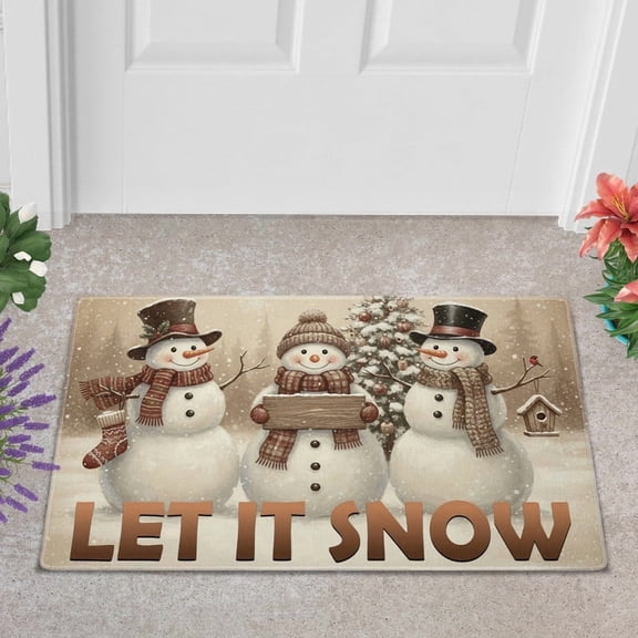 Lotusprinthandmade Christmas Snowman Art Doormat 15 x 25 in