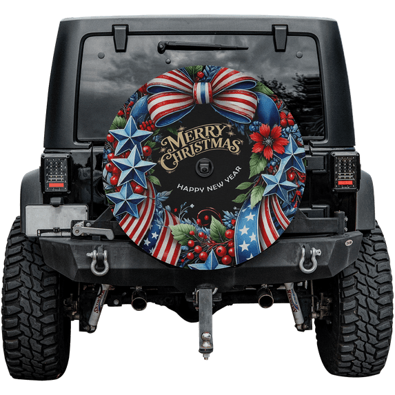Lotusprinthandmade Christmas Wreath Spare Tire Cover With Backup Camera Hole 6 Sizes (32 in.)