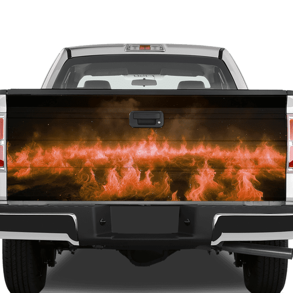 Lotusprinthandmade Colorful Fire Tailgate Wrap 26 x 66 in Truck Decal