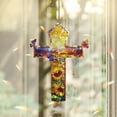 thumbnail image 1 of Lotusprinthandmade Colorful Floral Christian Jesus Custom Shape Broken Glass Hologram Ornament 6in, holographic jesus religious decor, 1 of 4