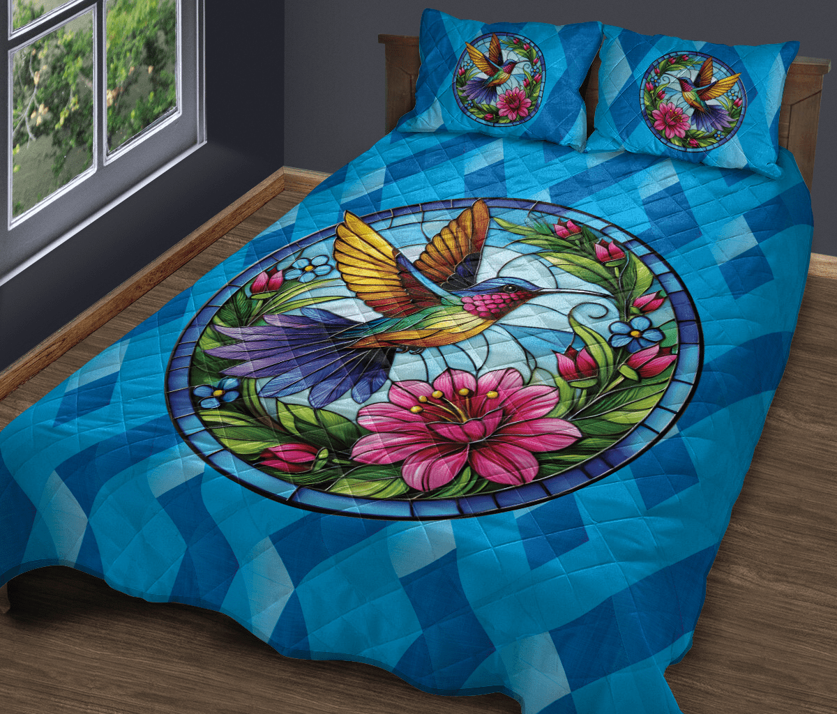 Hummingbird Colorful Pattern Print Duvet Cover Bedding Set