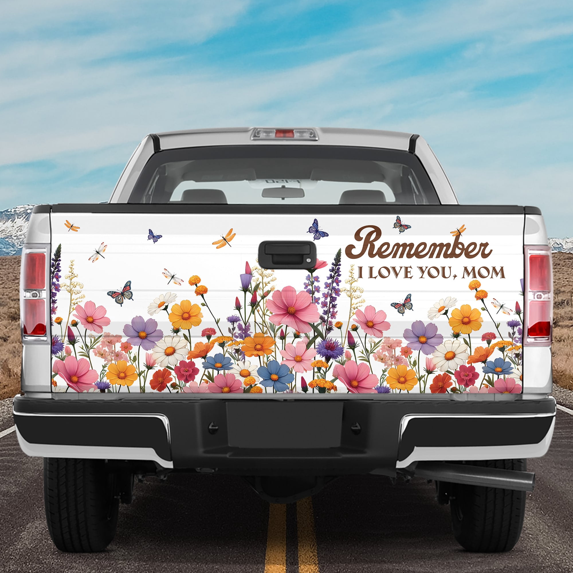 Lotusprinthandmade Colorful Floral Mom Quote Tailgate Wrap 2 Sizes (24