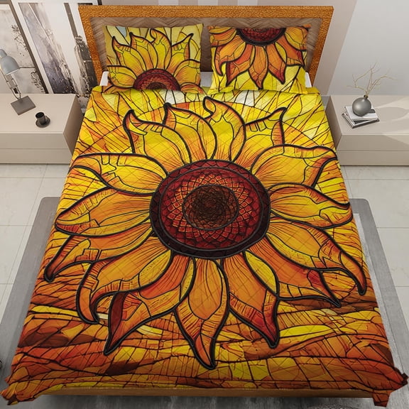 Lotusprinthandmade Colorful Floral Quilt Bedding Set Fold Hem