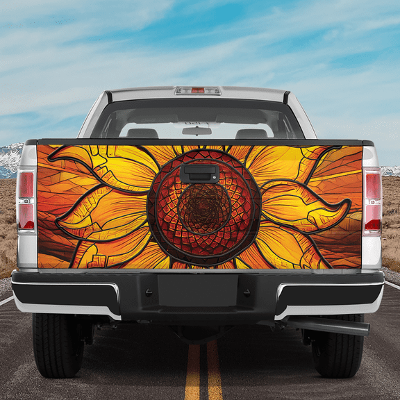 Lotusprinthandmade Colorful Floral Tailgate Wrap 2 Sizes (24"x58"), vibrant floral truck wrap, floral tailgate decal, multicolor floral truck graphic