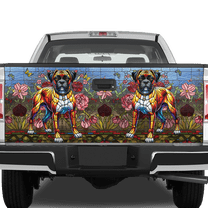 Lotusprinthandmade Colorful Flower Boxer Dog Tailgate Wrap 2 Sizes (24"x58") – Dog Lover Tailgate Wrap