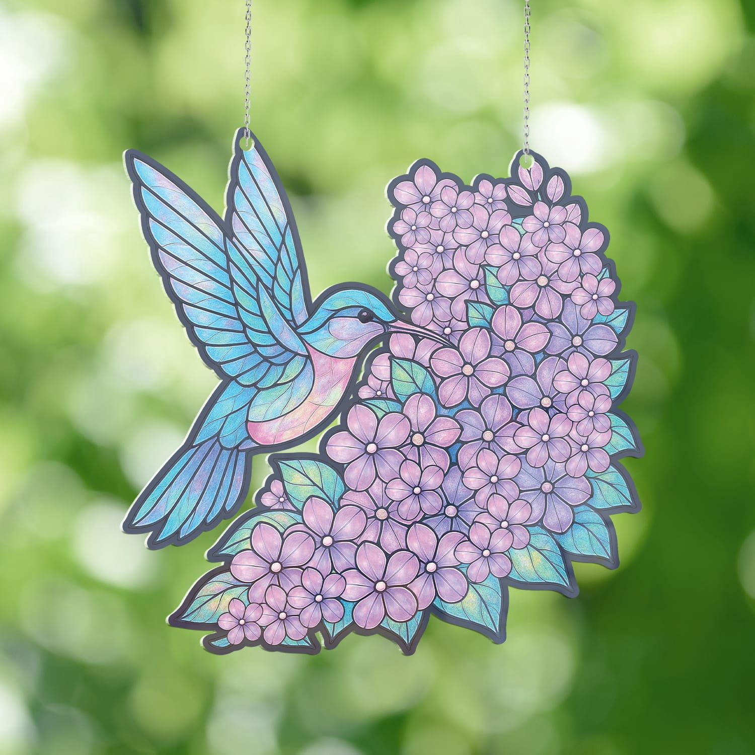 Lotusprinthandmade Colorful Hummingbird with Floral Custom Shape Window ...