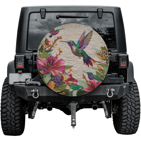 Lotusprinthandmade Colorful Hummingbird Spare Tire Cover Without Backup Camera Hole 6 Sizes (27 in.)