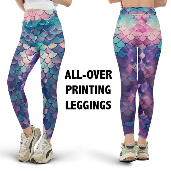 Lotusprinthandmade Colorful Print All-over Print Leggings XS-5XL (XS), High-Waist Leggings For Lovers