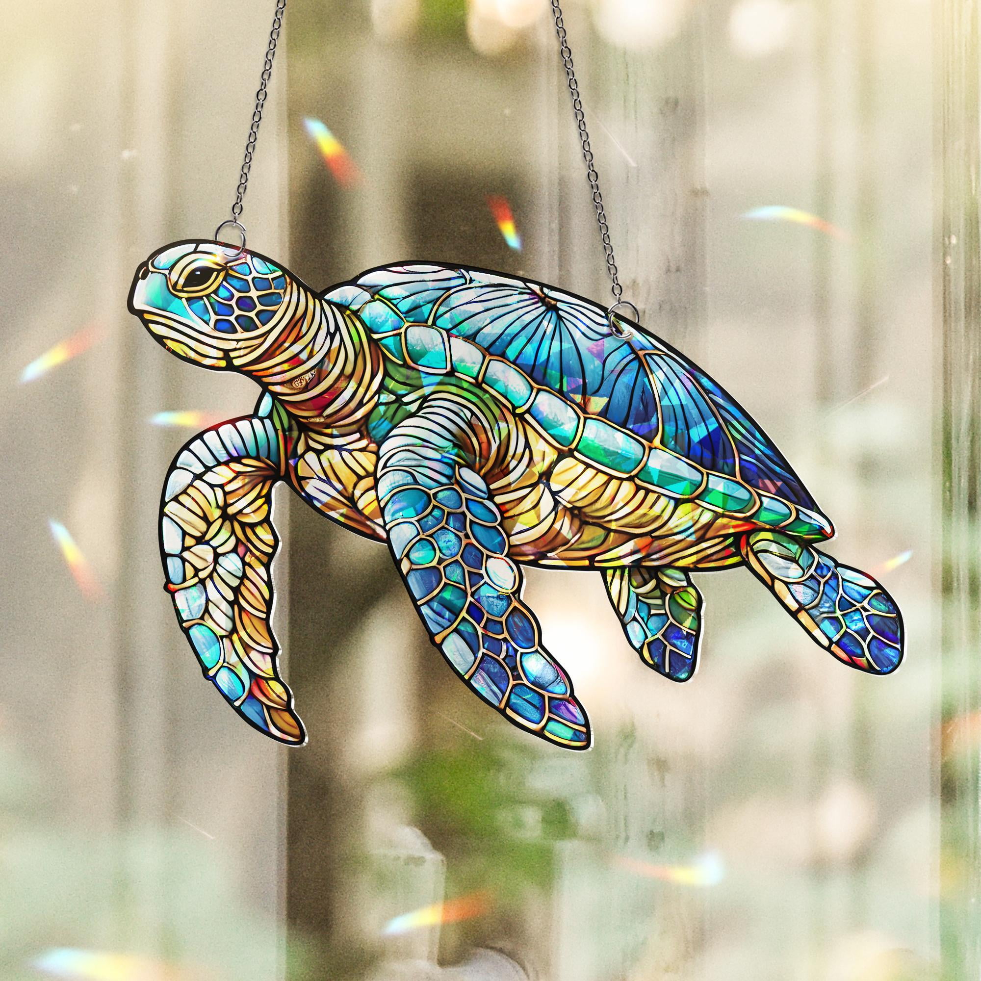 Lotusprinthandmade Colorful Sea Turtle Custom Shape Broken Glass ...